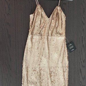 Sexy Gold Sequin Midi Dress